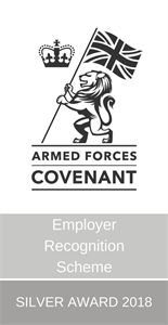 This is the Armed Forces Covenant logo for being part of the Employer Recognition Scheme. In 2018 we earner a Silver Award.