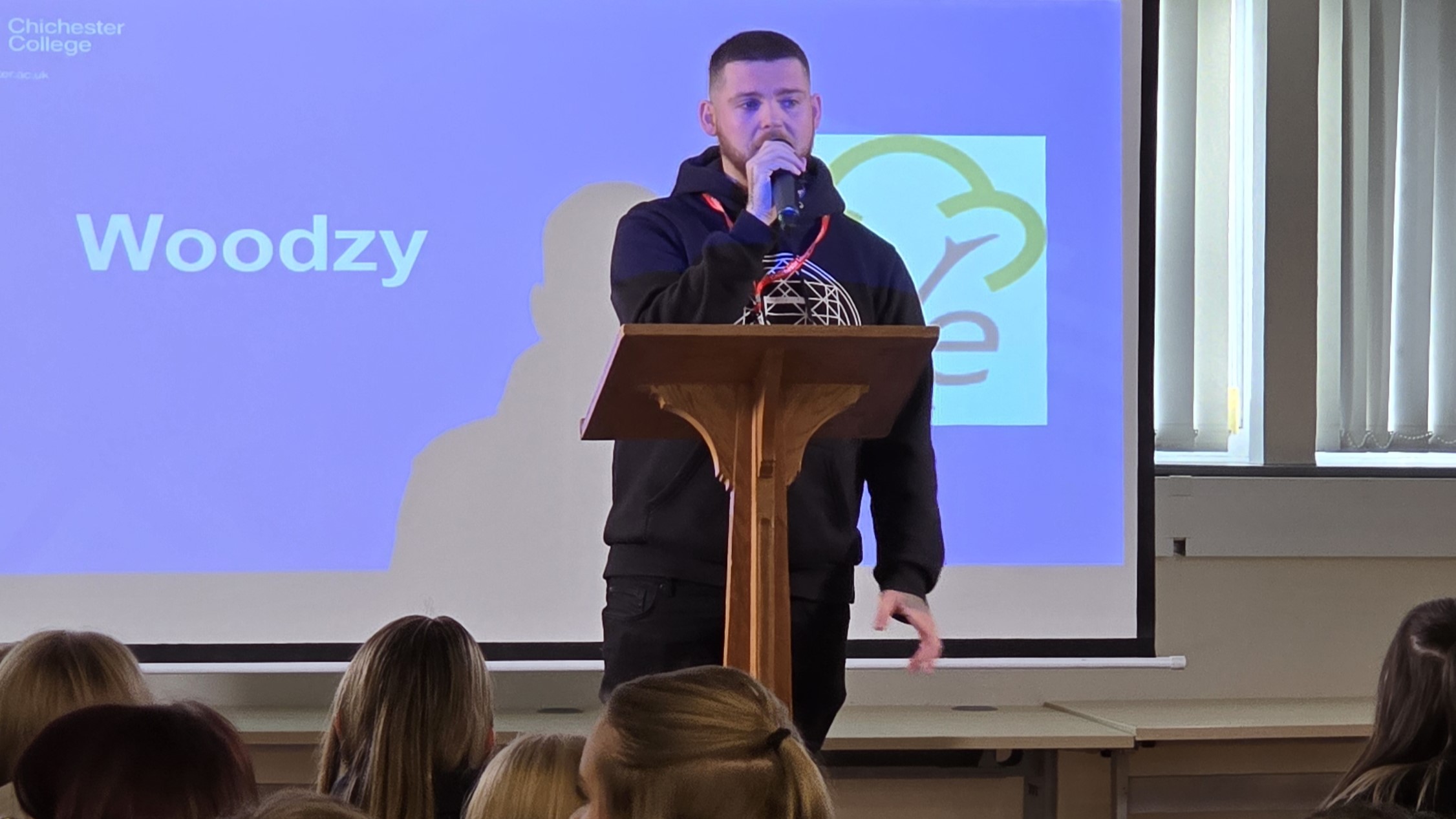 Woodzy performs at Chichester College