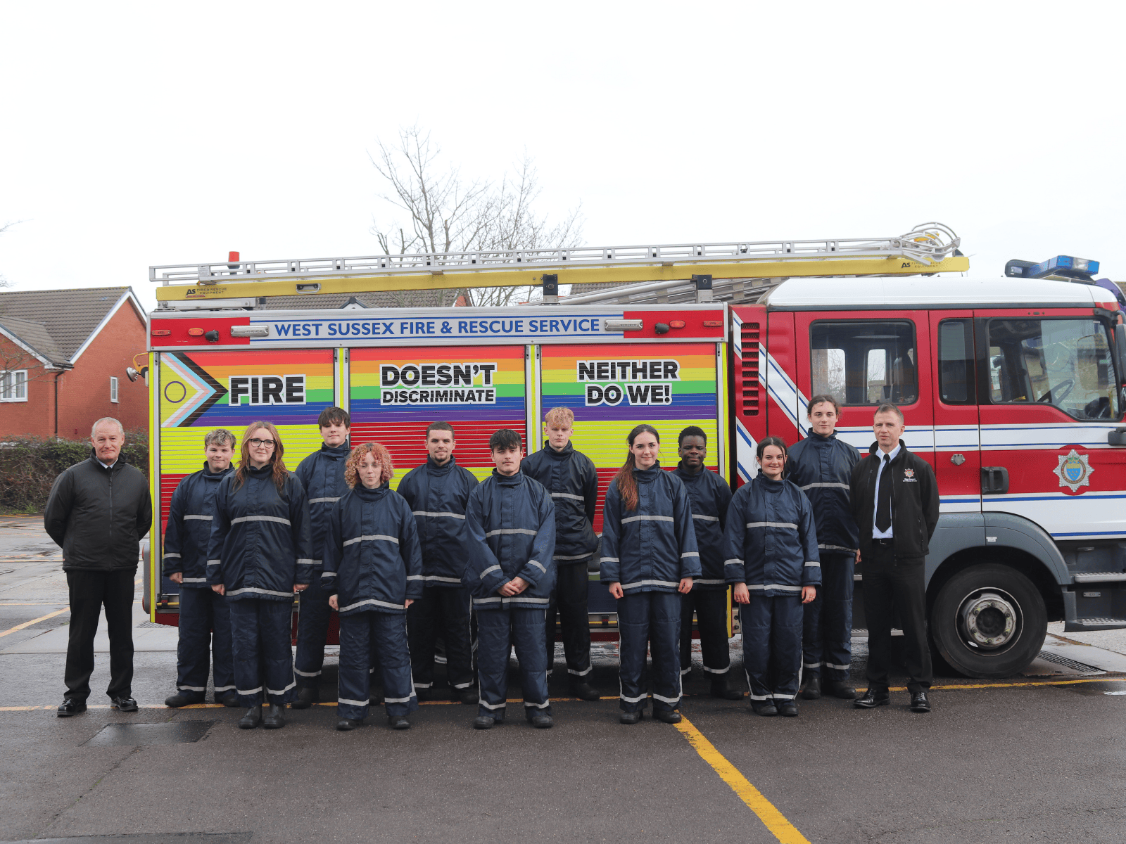All of our IGNITE graduates stood in front of a fire engine with their instructors